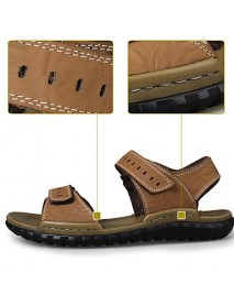 Men's Shoes Outdoor / Office & Career / Athletic / Casual Nappa Leather Big size Sandals Khaki  