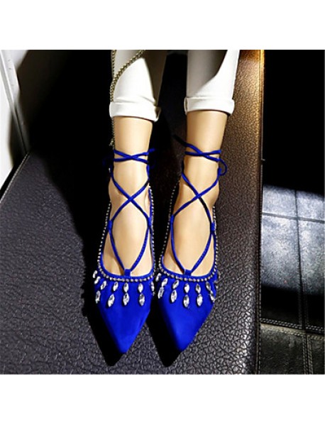 Women's Shoes Velvet Flat Heel Mary/ Pointed Toe Flats Party & Evening / Dress / Casual Black / Blue / Red