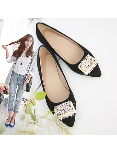 Women's Shoes Fleece Summer/ Pointed Toe Flats Office & Career / Casual Flat Heel Sparkling Glitter Black / Blue / Red