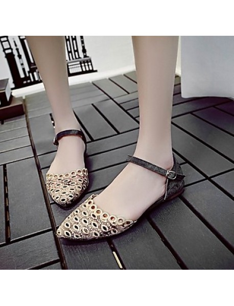 Women's Shoes Fabric Flat Heel Pointed Toe / Flats / Party & Evening / Dress /Blue / Gray / Almond