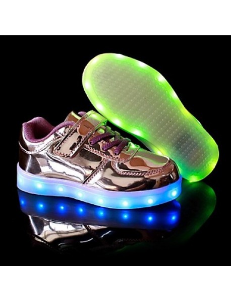 Kid Boy Girl Upgraded Patent Leather LED Light Sport Shoes Flashing Sneakers USB Charge More Colors Available Purple / Silver / Gold  