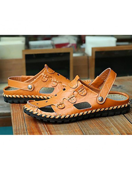 Men's Shoes Outdoor / Office & Career / Athletic / Dress / Casual Nappa Leather Sandals Black / Brown  