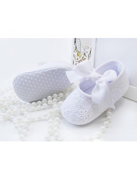 Girl's Flats Spring / Fall Crib Shoes Cotton Party & Evening Flat Heel Bowknot White  