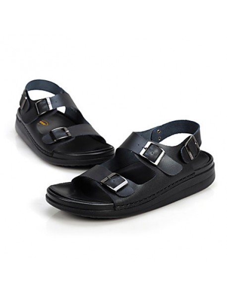 Men's Shoes Outdoor / Casual Leather Sandals / Slip-on Black / Brown / White  