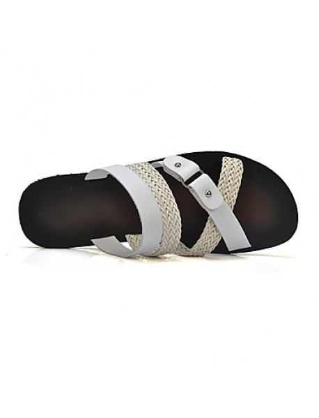   Men's Shoes Casual Leatherette Sandals Black / White  