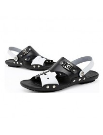 Men's Shoes Outdoor / Office & Career / Athletic / Dress / Casual Nappa Leather Sandals Black  