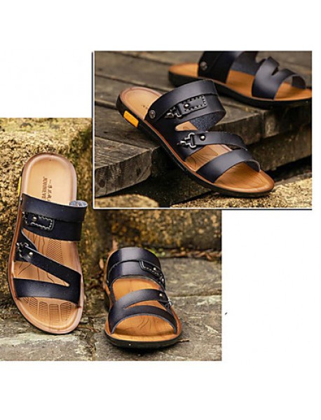 Men's Shoes Outdoor / Athletic / Casual Nappa Leather Sandals Black / Brown  