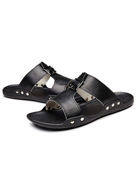 Men's Shoes Outdoor / Office & Career / Casual Leather Sandals Black / Yellow / White  