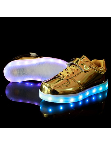 Kid Boy Girl Upgraded Patent Leather LED Light Sport Shoes Flashing Sneakers USB Charge More Colors Available Purple / Silver / Gold  