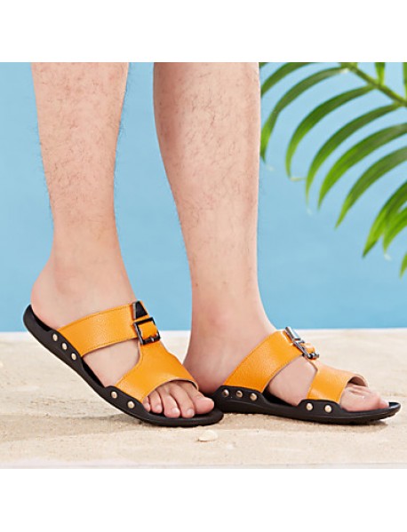 Men's Shoes Outdoor / Office & Career / Casual Leather Sandals Black / Yellow / White  