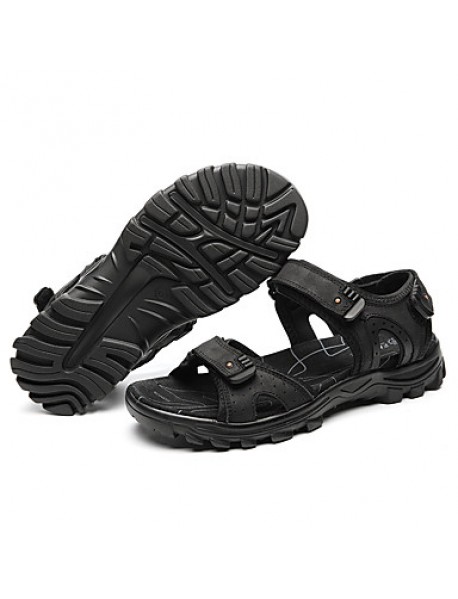 Men's Shoes Outdoor / Office & Career /Work & Duty / Athletic / Dress / Casual Nappa Leather Sandals Black/Brown  