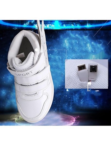 Girl's LED Shoes Sneakers Comfort / Flats Athletic / Casual / Magic Tape / wings / LED Blue / White  