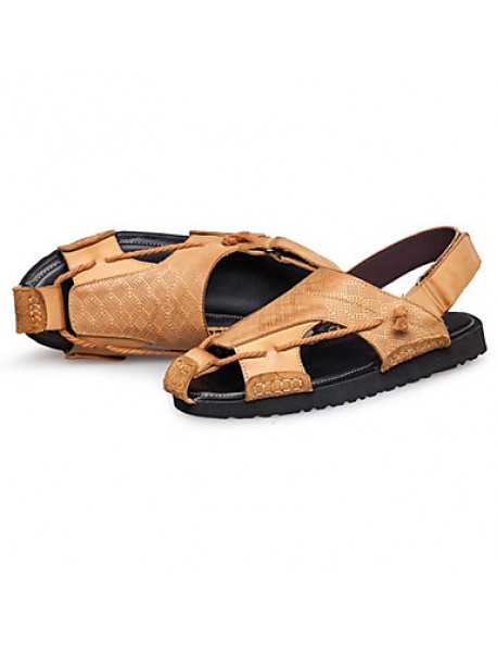 Men's Shoes Outdoor / Office & Career / Athletic / Dress /Casual Nappa Leather Sandals Big Size Black / Brown  