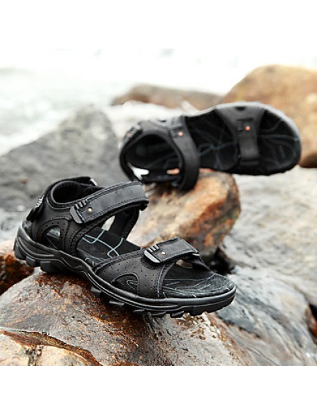 Men's Shoes Outdoor / Office & Career /Work & Duty / Athletic / Dress / Casual Nappa Leather Sandals Black/Brown  