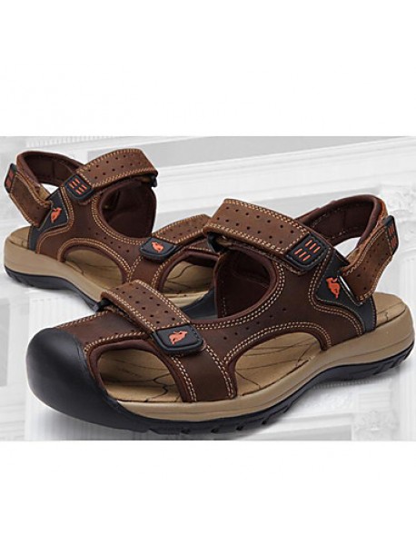 Men's Shoes Outdoor / Office & Career / Casual Leather Sandals Brown  