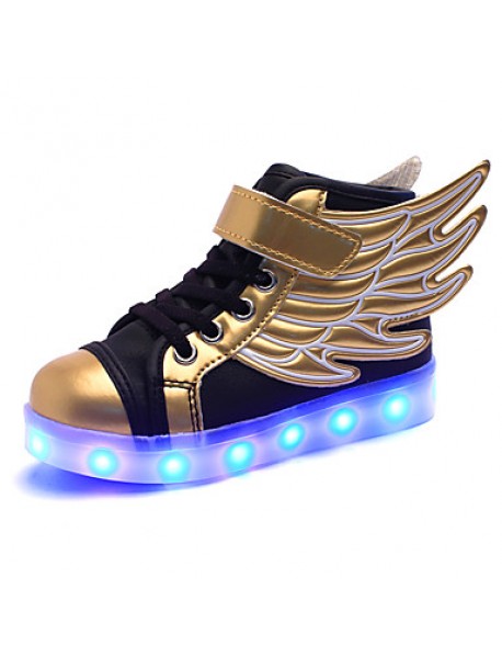 LED Shoes Boys' Shoes Athletic / Casual Synthetic Fashion Sneakers Black and Gold  