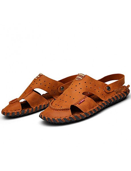 Men's Shoes Outdoor / Office & Career / Athletic / Dress / Casual Nappa Leather Sandals / Flip-Flops Brown  