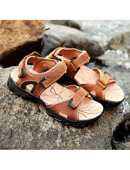 Men's Shoes Outdoor / Office & Career /Work & Duty / Athletic / Dress / Casual Nappa Leather Sandals Black/Brown  