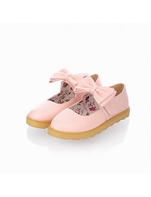 Women's Spring / Summer / Fall Round Toe Leatherette Office & Career / Casual / Dress Flat Heel Bowknot Blue / Yellow / Pink / Orange