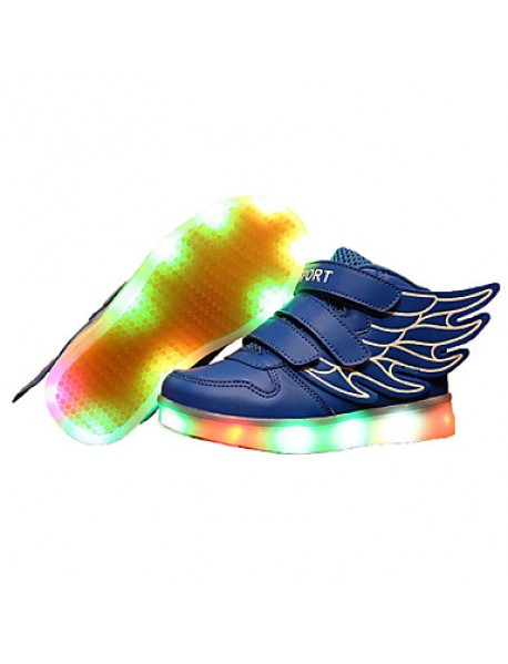 Girl's LED Shoes Sneakers Comfort / Flats Athletic / Casual / Magic Tape / wings / LED Blue / White  