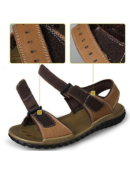 Men's Shoes Outdoor / Office & Career / Athletic / Casual Nappa Leather Big size Sandals Khaki  