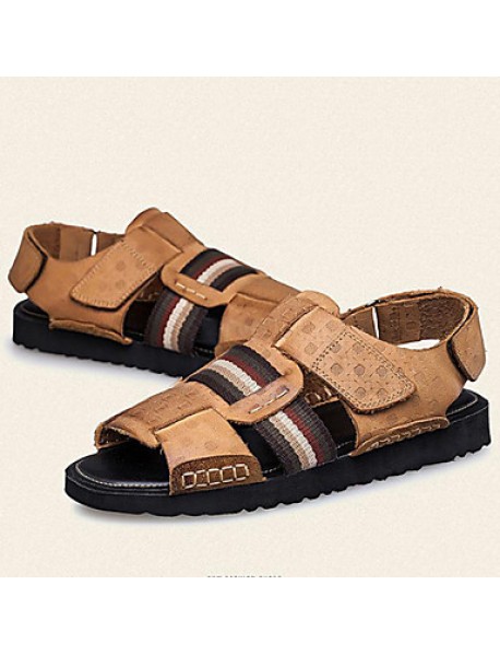 Men's Shoes Outdoor / Office & Career / Athletic / Dress /Casual Nappa Leather Sandals Big Size Black / Brown  