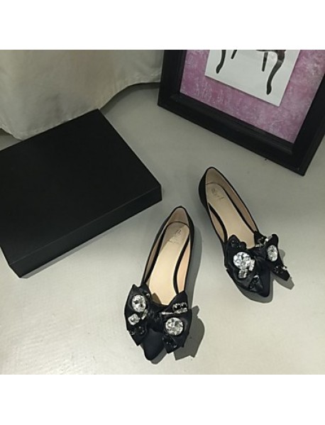 Women's Flats Fall Ballerina / Pointed Toe Fabric Casual Flat Heel Applique Black Others