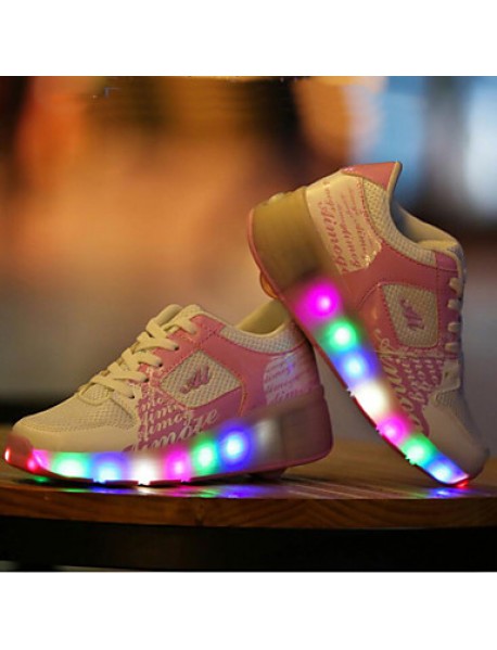 Unisex Kid Boy Girl LED Light Up Single Wheel Sneaker Athletic Shoe Sport Shoes Roller Shoes Dance Boot  