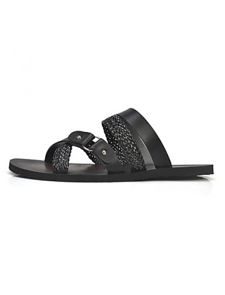   Men's Shoes Casual Leatherette Sandals Black / White  