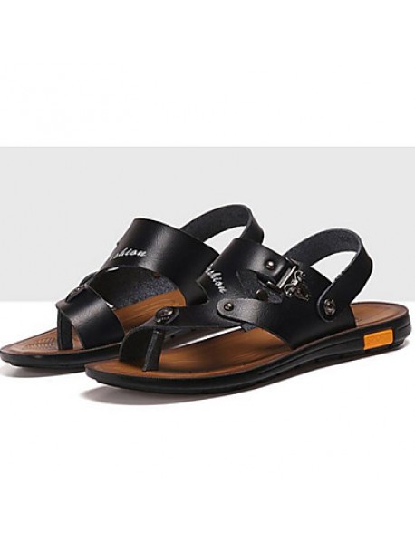 Men's Shoes Outdoor / Athletic / Casual Nappa Leather Sandals Black / Brown  