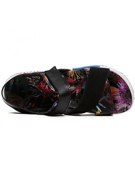 Men's Shoes Leatherette Casual Sandals Casual Flat Heel Magic Tape Silver / Gold / Multi-color  