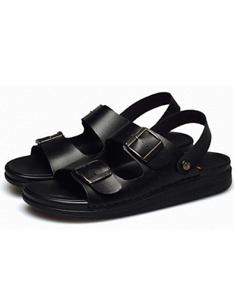 Men's Shoes Outdoor / Office & Career / Work & Duty / Athletic / Casual Nappa Leather Sandals Black / Brown / White  