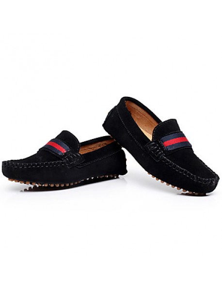 Boy's Boat Shoes Spring / Summer / Fall Moccasin Leather Outdoor / Casual / Athletic Flat Heel Braided Strap / Slip-on Black / Red / Gray  