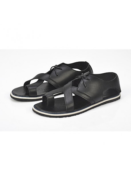   Men's Shoes Casual Leatherette Sandals Black / White  