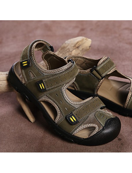 Men's Shoes Outdoor / Casual Nappa Leather / Fabric Sandals Brown / Yellow / Khaki  