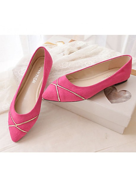 Women's Shoes Flat Heel Pointed Toe/Closed Toe Flats Casual Black/Blue/Pink