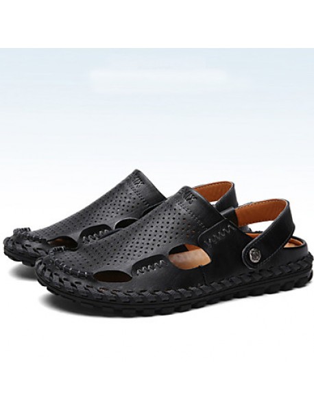 Men's Shoes Outdoor / Office & Career / Athletic / Dress / Casual Nappa Leather Sandals Black / Brown  