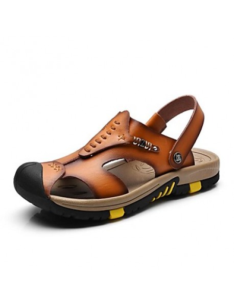 Men's Shoes Outdoor / Office & Career / Athletic / Dress / Casual Nappa Leather Sandals Brown  