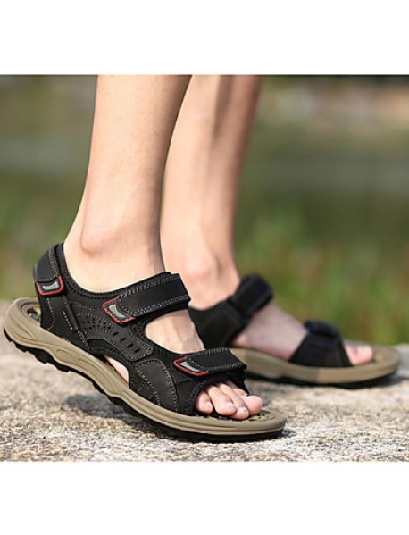 Men's Shoes Outdoor / Office & Career / Athletic / Dress / Casual Nappa Leather Sandals Black / Brown / Taupe  