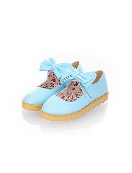 Women's Spring / Summer / Fall Round Toe Leatherette Office & Career / Casual / Dress Flat Heel Bowknot Blue / Yellow / Pink / Orange