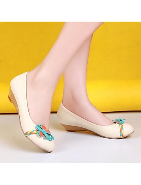 Women's Spring / Summer / Fall Round Toe Leatherette Casual Low Heel Pink / Beige