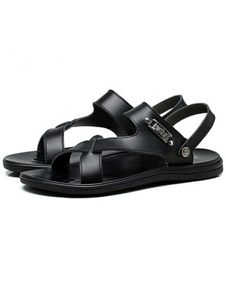 Men's Shoes Outdoor / Office & Career / Work & Duty / Athletic / Dress / Casual Nappa Leather Sandals Black / White  