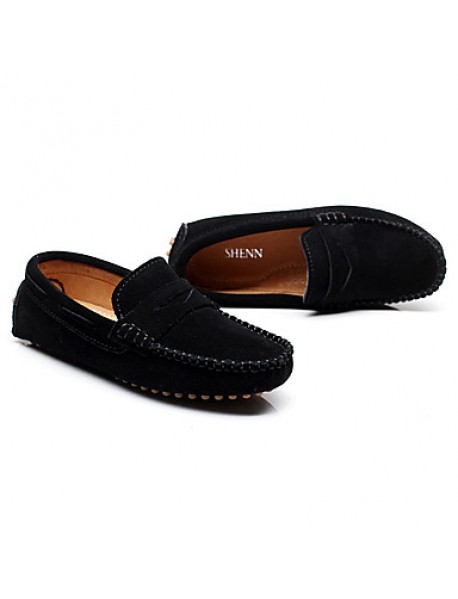 Boys' Moccasin Shoes Outdoor / Athletic / Casual Leather Slip-on Black / Gray / Royal Blue  