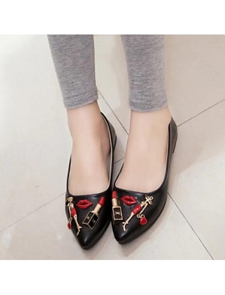 Women's Shoes Patent Leather Flat Heel Pointed Toe Flats Casual Black/White