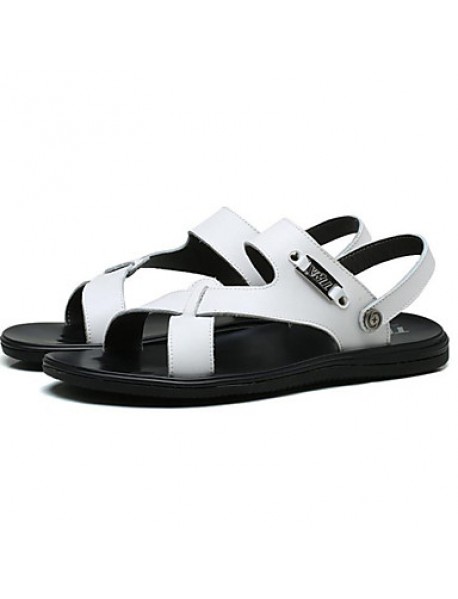 Men's Shoes Outdoor / Office & Career / Work & Duty / Athletic / Dress / Casual Nappa Leather Sandals Black / White  