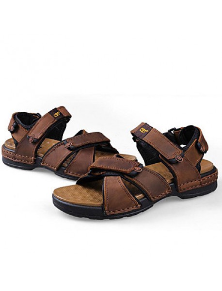 Men's Shoes Outdoor / Office & Career / Athletic / Dress / Casual Nappa Leather Sandals Black / Brown  