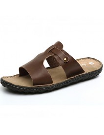 Men's Shoes Outdoor / Office & Career / Work & Duty / Athletic / Dress / Casual Nappa Leather Slippers Brown  