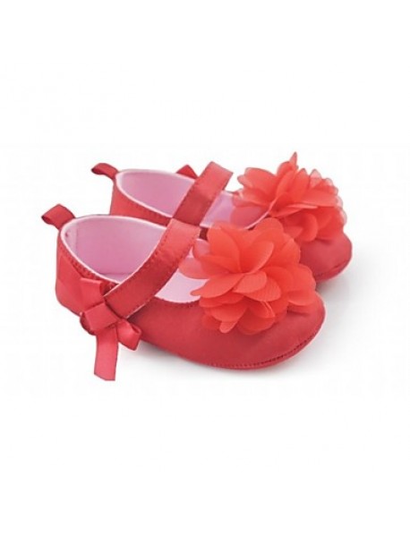 Girl's Flats Spring / Summer / Fall Crib Shoes Stretch Satin Casual / Party & Evening Flower / Magic Tape Pink / Purple / Red / White  