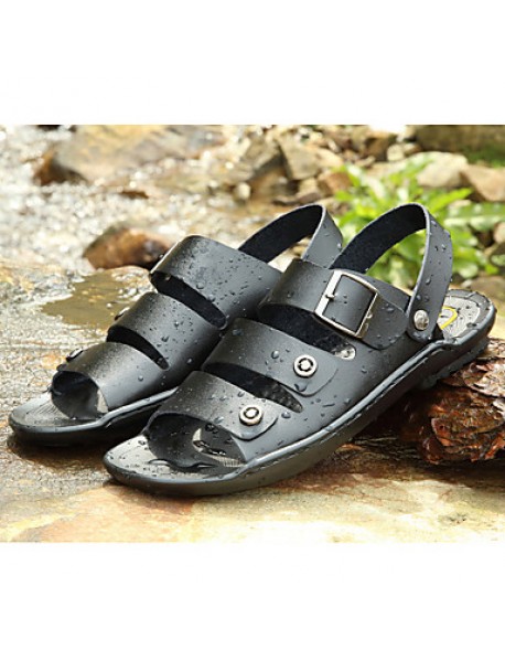 Men's Shoes Outdoor / Office & Career / Athletic / Dress / Casual Leather Sandals Black / Brown / White  