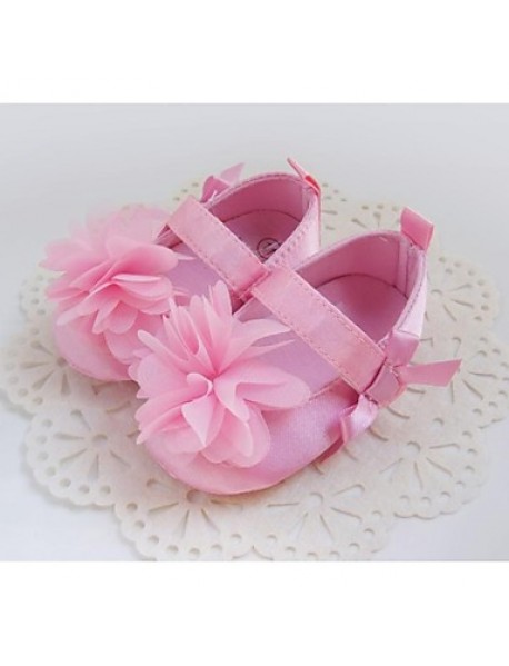 Girl's Flats Spring / Summer / Fall Crib Shoes Stretch Satin Casual / Party & Evening Flower / Magic Tape Pink / Purple / Red / White  